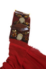 Lanvin Paris. Red Silk Geometric Embroidered Beaded Ruched A-Line Dress