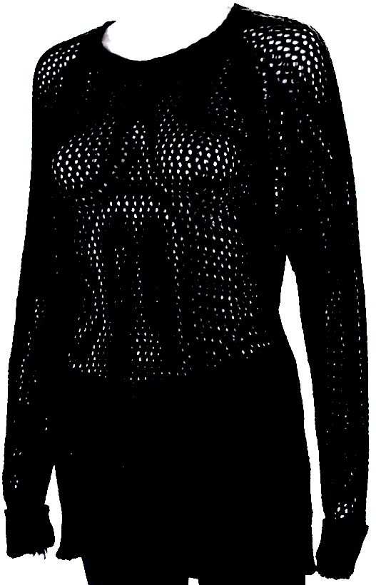 Etoile Isabel Marant Paris. Black Cotton Open Knit Crew Neck Sweater