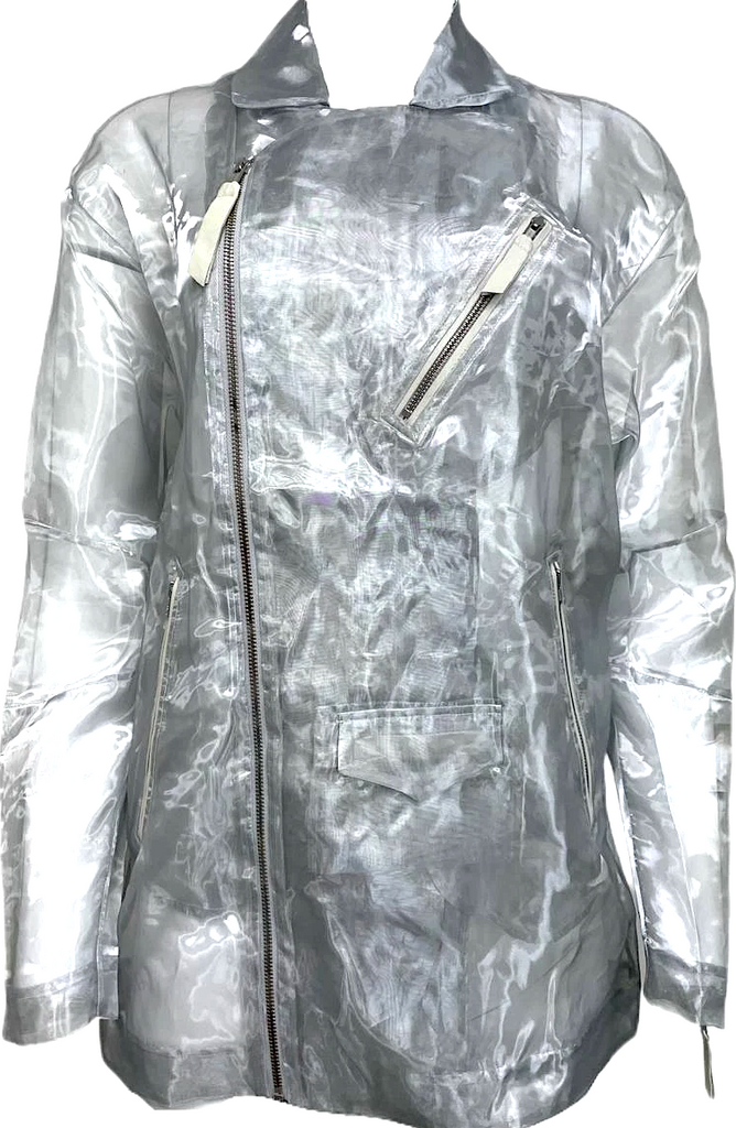 BLK DNM Stockholm/NYC. NEW W/TAG. Silver Polyester Leather Details Jacket
