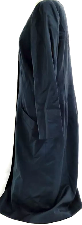 Christian Dior Paris. Dark Gray/Blue Button Front Mandarin Collar Uniform Style Wool, Cupro Dress/Coat