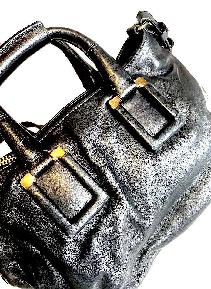 Chloe Paris. Phoebe Philo Designer. Rare Black LambskinFull Leather MINI "Ethel" Ltd. Edition  2 Way Leather Handbag/Shoulder Bag