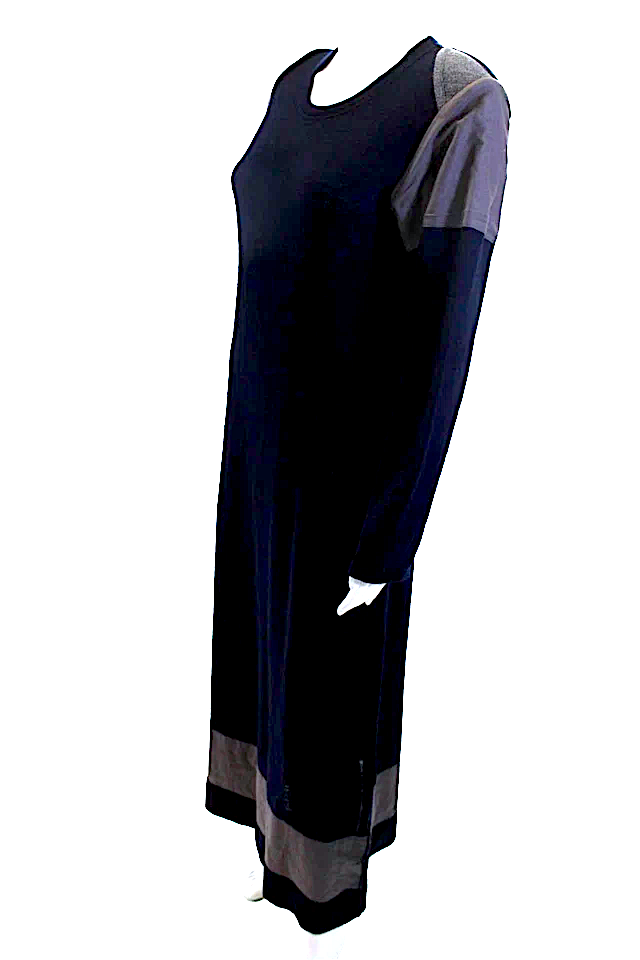 Comme Des Garcons Japan.  Dark Blue Long Sleeve Maxi Wool Sweater Dress