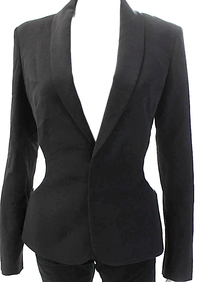 Jean Paul Gaultier Paris. Collection. Black Wool Two Button Cut Out Blazer Jacket