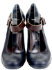 Marni Italy. Black Leather & Brown Ankle Strap Round Toe Pumps Size 39