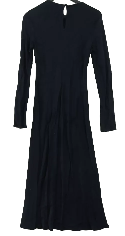 Ghost UK. Tanya Sarne Designer. Vintage Blue 100% Viscose Long Sleeve Long Crew Neck Maxi Dress