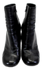 Celine Paris. BlackLeather Zipped Squared Toe Heel Accented Boots Size 37.5