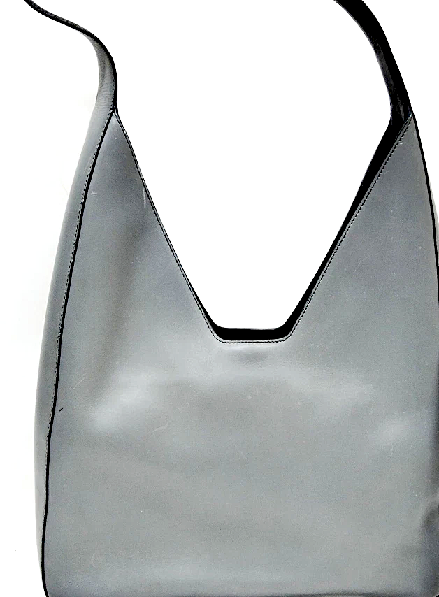 Prada Italy. Gray Leather Shoulder Bag