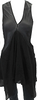 Rick Owens Paris. Black Semi-Sheer Silk Draped Sleeveless V Neck Top