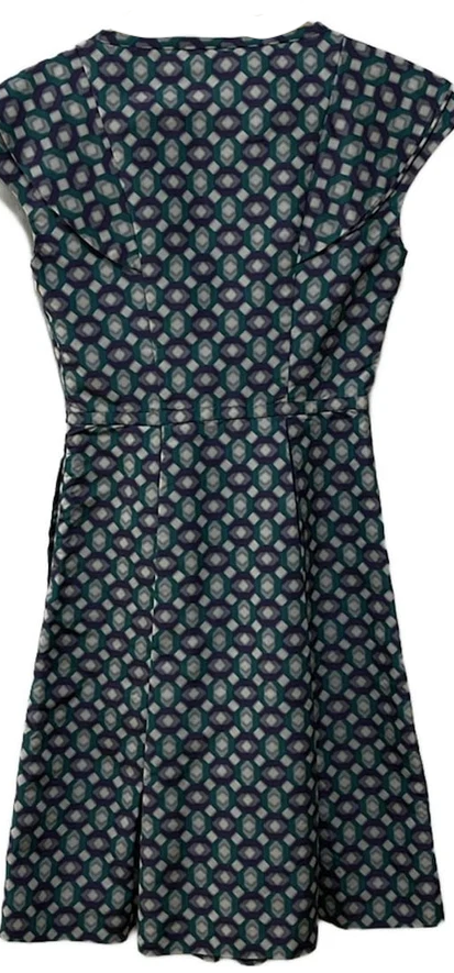 MIU MIU ITALY. Geometric Pattern Poly-Blend Abstract Mod Dress