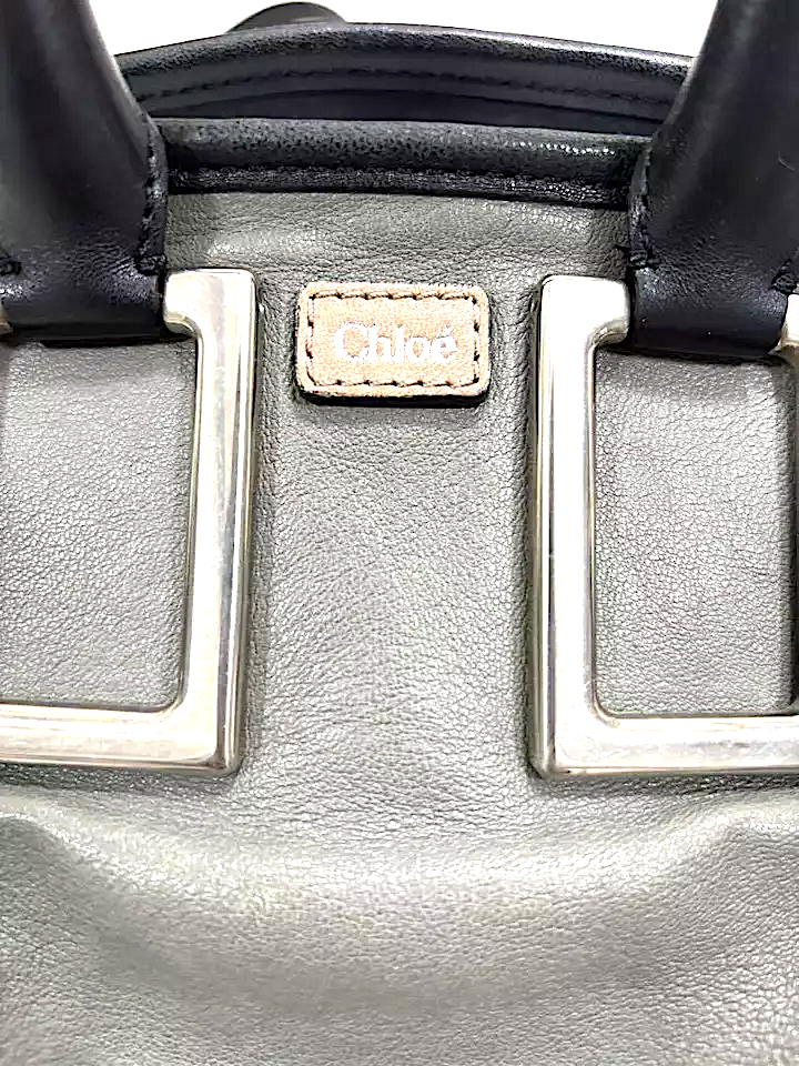 Chloe Paris. Gray/Pink Leather Mini Shoulder Bag / Hand Bag w/Long Strap