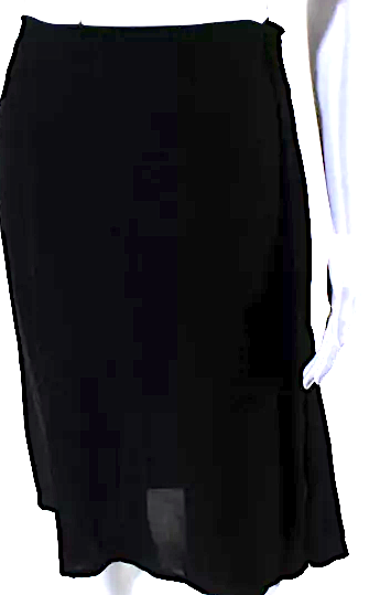 Jil Sander Black Sheer Pleated Zippered Slit Knee Length Skirt