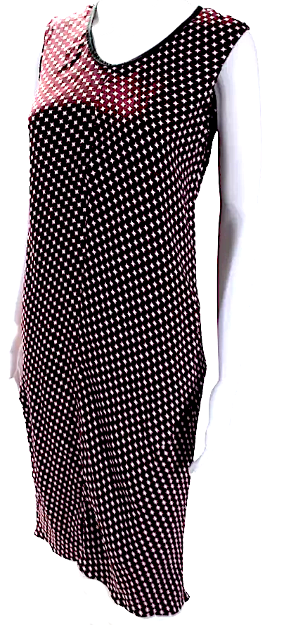 Marni Italy. Dark Lavender Geometric Polka Dot Printed Sleeveless Ruffled Hem Dress