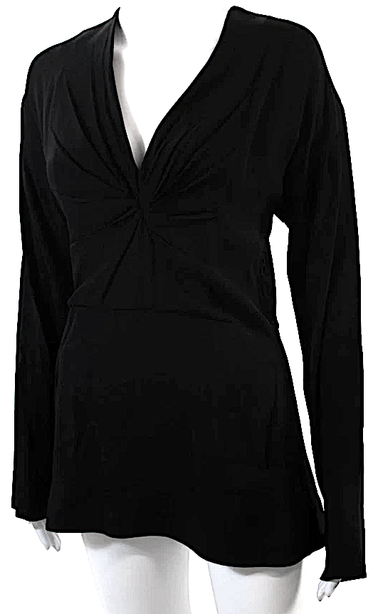 Marni Italy. Black Viscose  Twist Knot V Neck Long Sleeves Mini Dress/Tunic
