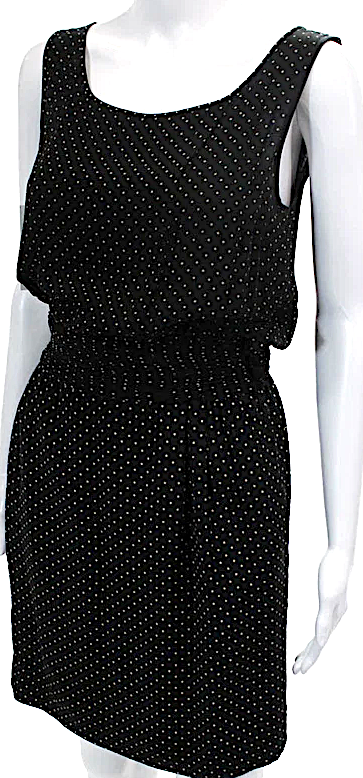 Valentino Garavani Italy. "Night" Vintage Black/Beige Silk Polka Dot Sleeveless Dress