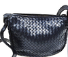 Bottega Veneta Italy. Vintage Knot Handles Black Leather Shoulder Bag