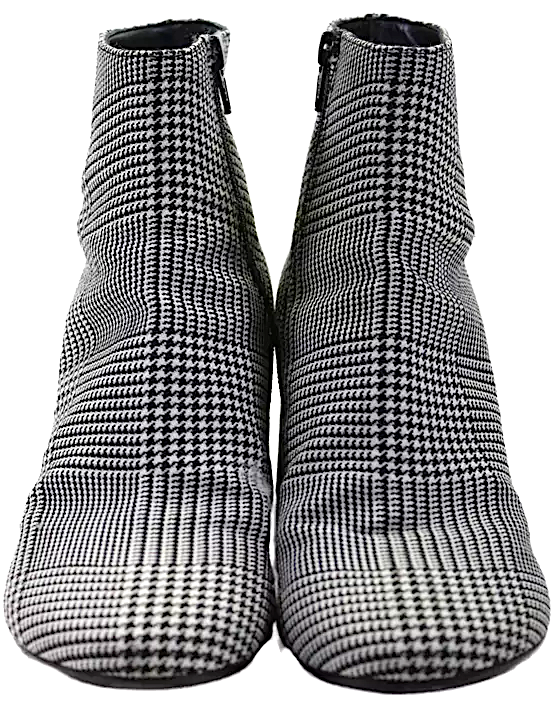 Maison Margiela Paris. MM6 Glen Check Plaid Print Ankle Boots White Black Size 38