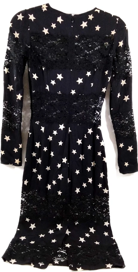 DOLCE&GABBANA ITALY. Black Silk, Cotton, Nylon Printed Dress