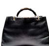 Gucci Italy. Black Leather Bamboo Handle Shoulder Bag / Tote Bag