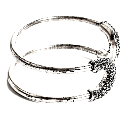 Giles & Brother NY. Vintage Silverplated Crystals Embellishment Cortina Cuff Bracelet