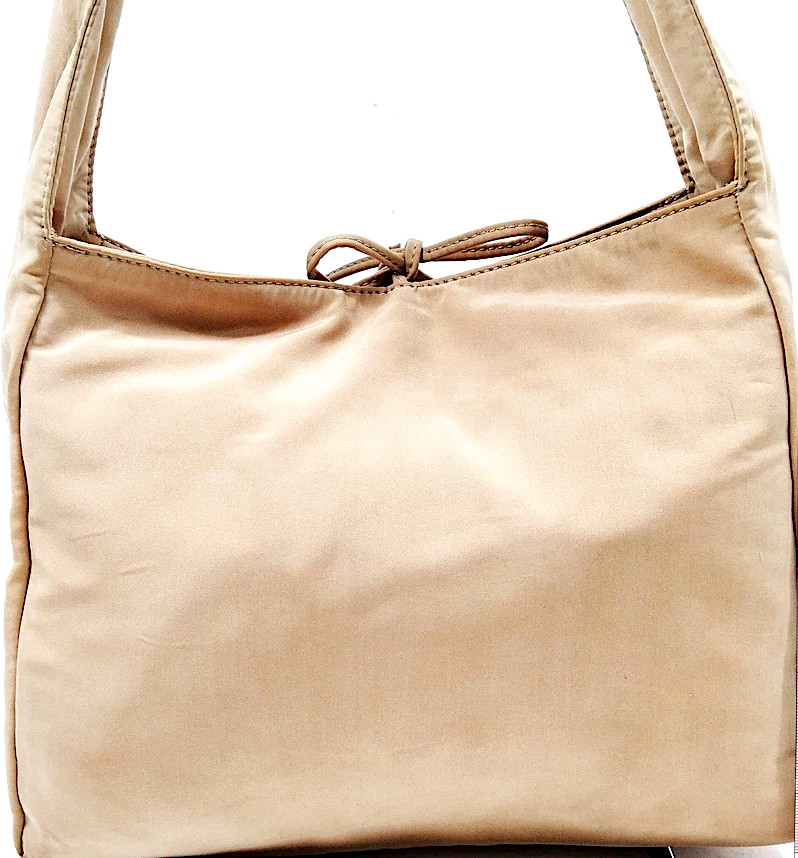 Bottega Veneta Italy. Beige Super Soft Tessuto Nylon Shoulder Bag