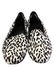 Saint Laurent Paris. White Leopard Print Ponyhair Slip On Flats Size 8.5