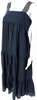 Ulla Johnson NY. Striped Sleeveless Metallic Straps Blue Tie Dress