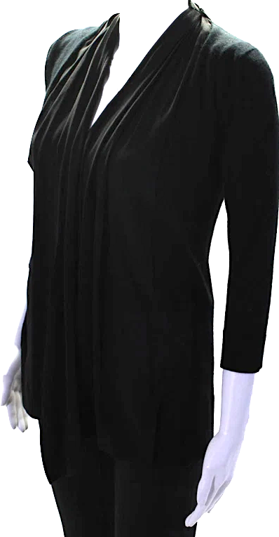 Fendi Italy.  3/4 Sleeve Black Silk Draped Cashmere Cardigan Sweater Top