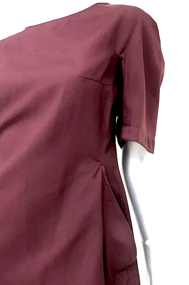 Jil Sander NEW W/TAGS. Burgundy Stretch Twill Dress Nottingham