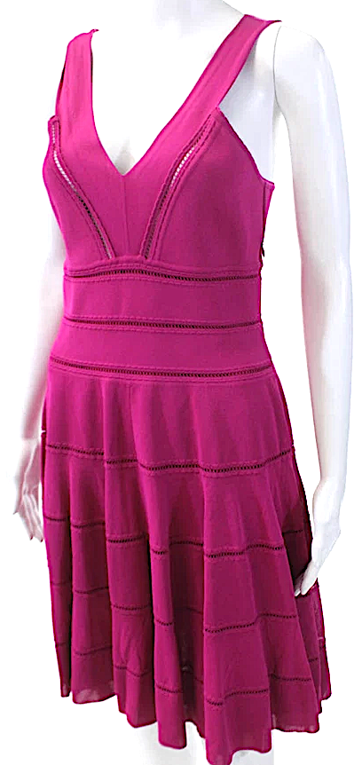 Christian Dior Paris. NEW W/TAGS Magenta Sleeveless Zip Scoop Neck Lined Dress