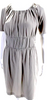 Jil Sander Beige Pleated Round Neck Short Sleeve Zip Up Dress