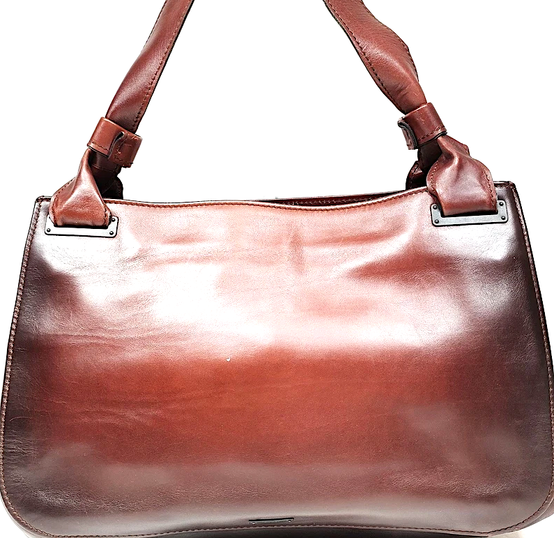Gucci Italy. Vintage Brown/Black Fade Leather Shoulderbag / Handbag