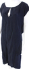 Yves Saint Laurent Paris. Dark Blue Silk Sleeveless V-Neck Pullover Mini Dress