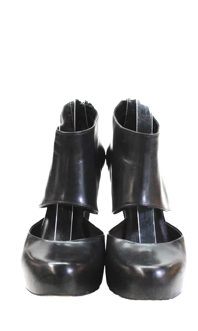 Loeffler Randall Womens Leather Round Toe Back Zip Heels Black Size 8.5B