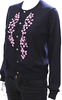 Comme Des Garcons Japan. GIRL (BY HYSTERIC GLAMOUR DESIGN) Dark Blue Floral Wool Button Cardigan