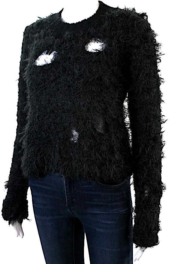 Acne Studios Sweden. NEW W/TAGS. Black Wool/Poly Blend Hairy Web Crew Neck Sweater