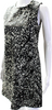 Balenciaga Paris. Black/White Back Zip Crew Neck Abstract Leather Dress
