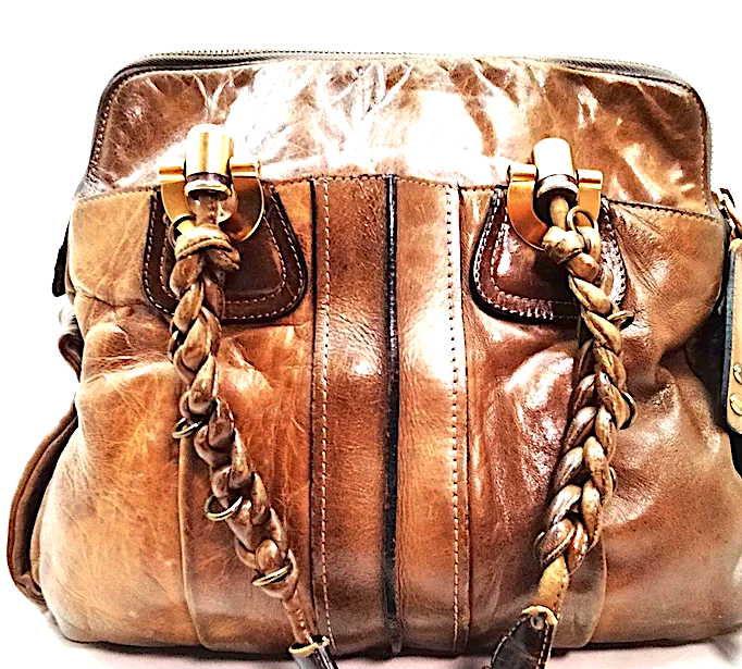 Chloe Paris. Phoebe Philo. Vintage Brown Distressed Leather Shoulder Bag / Hand Bag