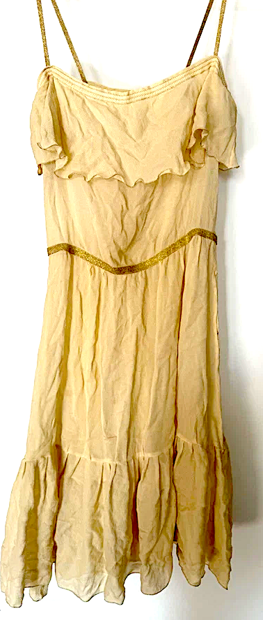 Miu Miu Italy. Vintage 100% Gold Silk Cocktail/Party Dress