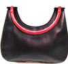 Gucci Italy. Black Leather Red Bamboo Handle Shoulder Bag