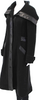 EDUN UK. Black Wool Knit Collared Long Sleeve Button Up Longline Coat