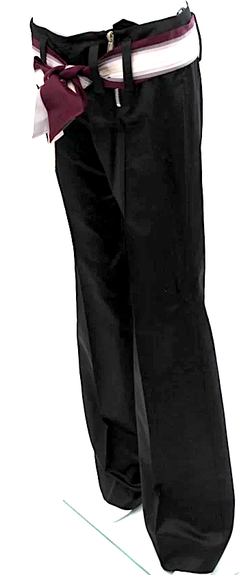 Chloe Paris. Black High Rise Grosgrain Belt Pleated Dress Pants