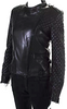 Barbara Bui PARIS. Black Lambskin Leather Quilted Details Front ZIp Collared Jacket