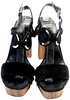 Lanvin Paris. Black Suede Platform Ankle Buckle Open Toe Sandals Size 39