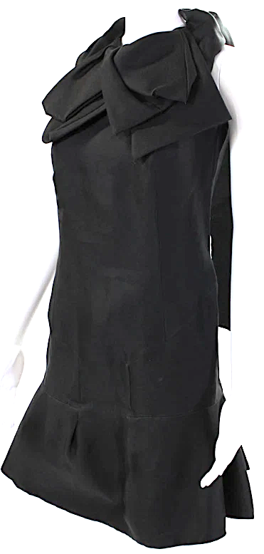 Marni Italy. Black Folded Detail Backless Tied Mini Dress Solid Black