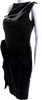 Valentino Garavani Italy. Dark Black/White Wool Tweed Crew Neck Zip Back Sleeveless Shift Dress