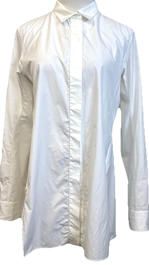 JIL SANDER 100% cotton button front tunic white shirt