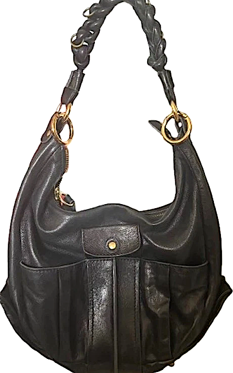 CHLOE PARIS. Phoebe Philo Designer. Black Heloise Hobo Braided Crossbody Shoulderbag