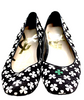 Saint Laurent Paris. Black White Clover Print Slide On Ballet Flats SZ: 38.5