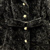 Vintage Faux Fur Coat Women's Medium Black Cinched Trench Academia Classic Chic