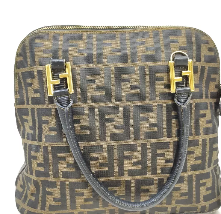 Fendi Italy. BrownTessuto Nylon/Canvas Zucca FF Logo Shoulderbag / Handbag